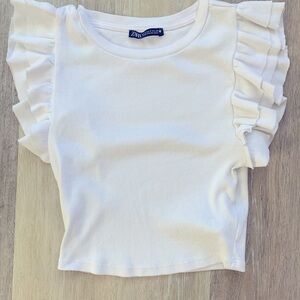 White flutter sleeve Zara top